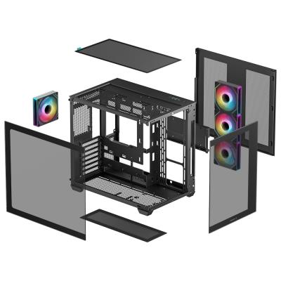 DEEPCOOL skříň CG530 4F / ATX / 4x120mm ARGB fans / USB 3.0 / USB-C/ panoramatická / černá