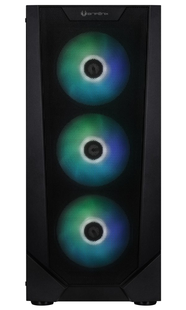 BitFenix skříň C60 Negro / ATX /  4x 120mm ARGB fan + controller / 2xUSB 2.0 / USB 3.0 / tvrzené sklo / černá