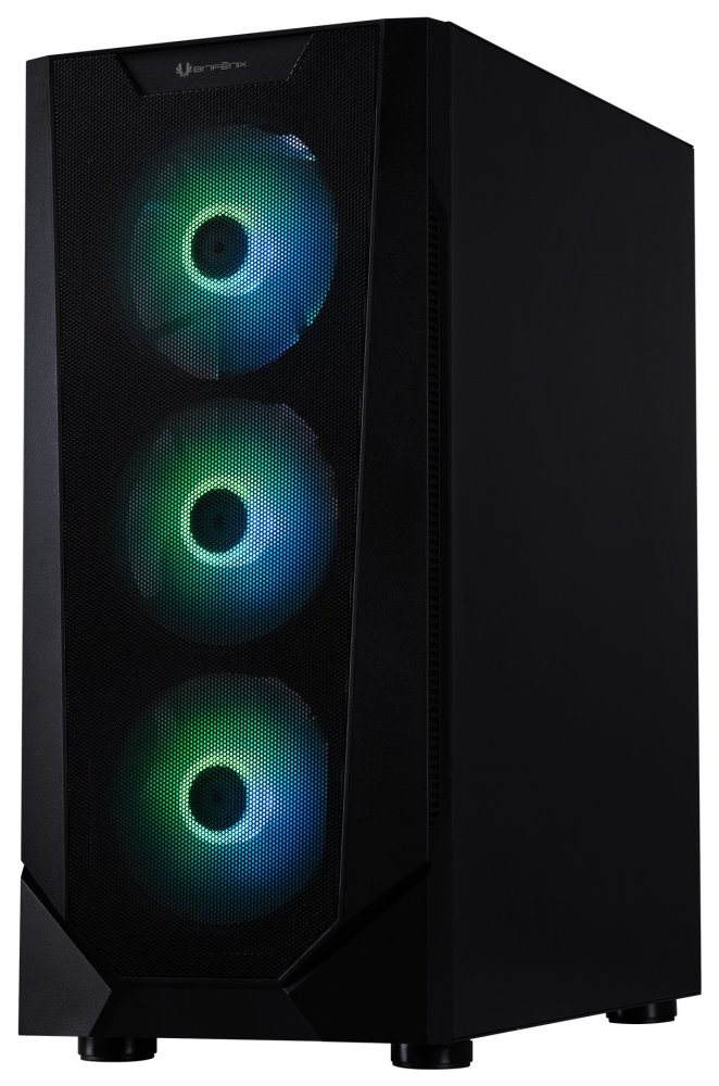 BitFenix skříň C60 Negro / ATX /  4x 120mm ARGB fan + controller / 2xUSB 2.0 / USB 3.0 / tvrzené sklo / černá