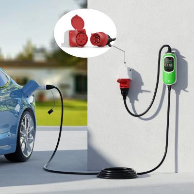 EVSE AC přenosná, třifázová nabíječka pro elektromobily, pro domácnosti, 11kW, 400V, 16A, 6m kabel s konektorem T2