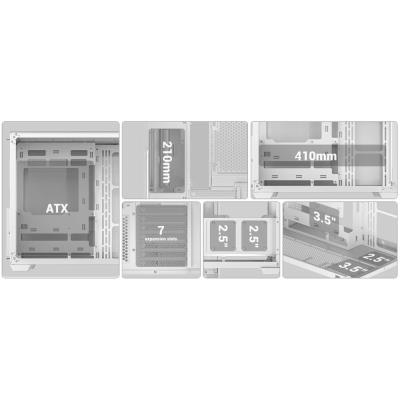 DEEPCOOL skříň CG530 4F ATX / 4x120mm ARGB fans / USB 3.0 / USB-C/ panoramatická / bílá