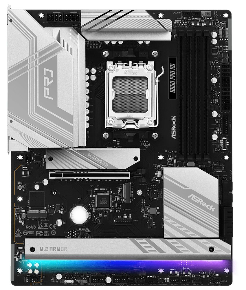 ASRock B850 Pro RS / AMD B850 / AM5 / 4x DDR5 DIMM / 4x M.2 / HDMI / USB-C / ATX