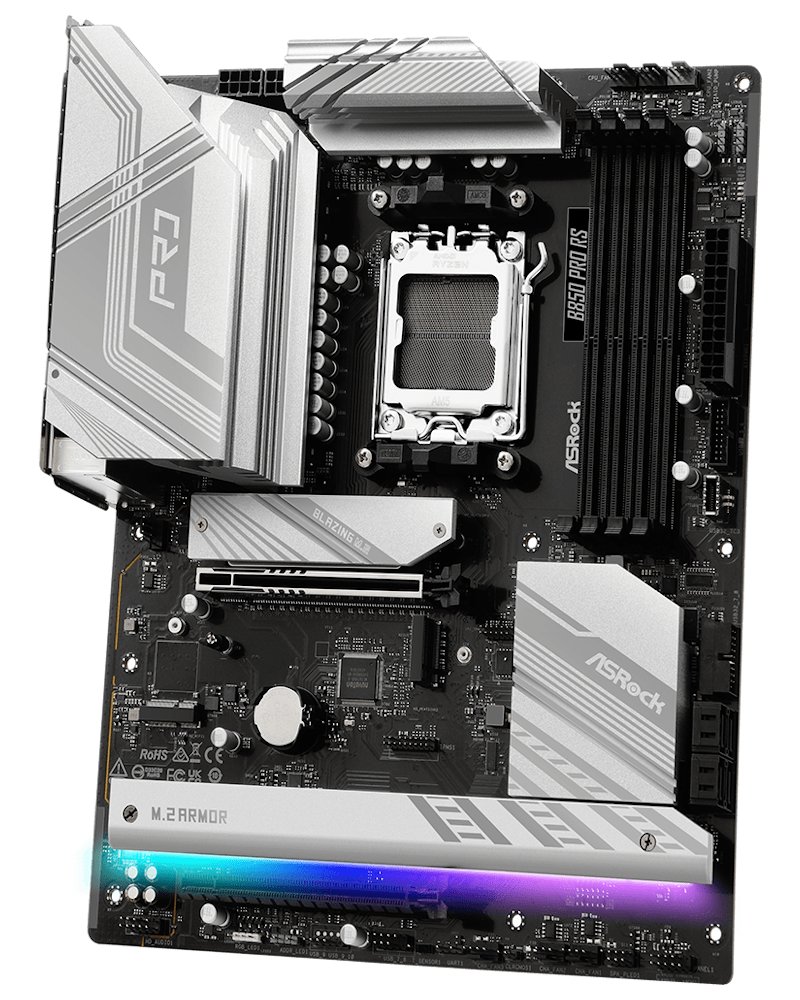 ASRock B850 Pro RS / AMD B850 / AM5 / 4x DDR5 DIMM / 4x M.2 / HDMI / USB-C / ATX