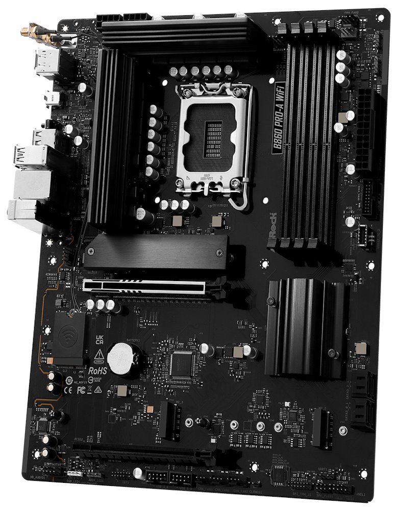 ASRock B860 Pro-A WiFi / Intel B860 / LGA1851 / 4x DDR5 / 3x M.2 / HDMI / DP / USB-C / WiFi / ATX