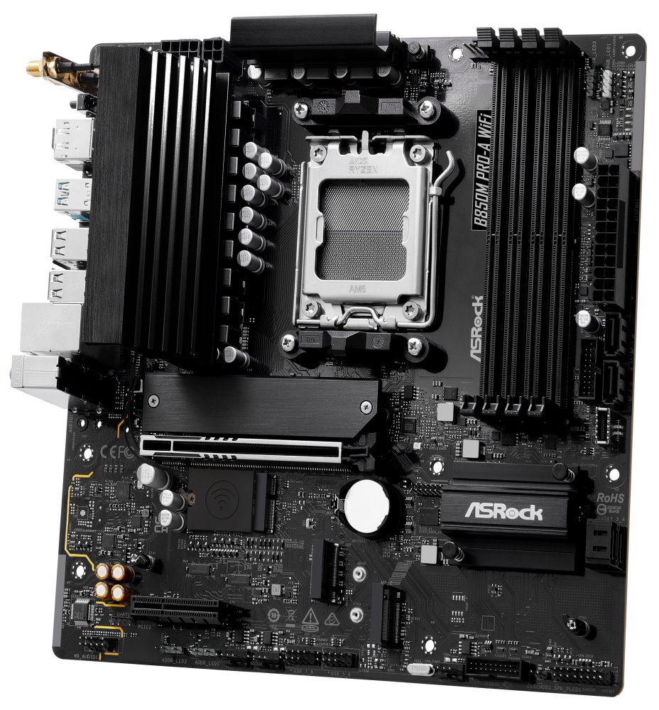 ASRock B850M Pro-A WiFi / AMD B850 / AM5 / 4x DDR5 DIMM / 3x M.2 / HDMI / DP / USB-C / WiFi / mATX