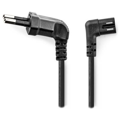 NEDIS napájecí kabel pro adaptéry/ Euro zástrčka - konektor IEC-320-C7/ úhlový-úhlový/ dvoulinka/ černý/ bulk/ 3m