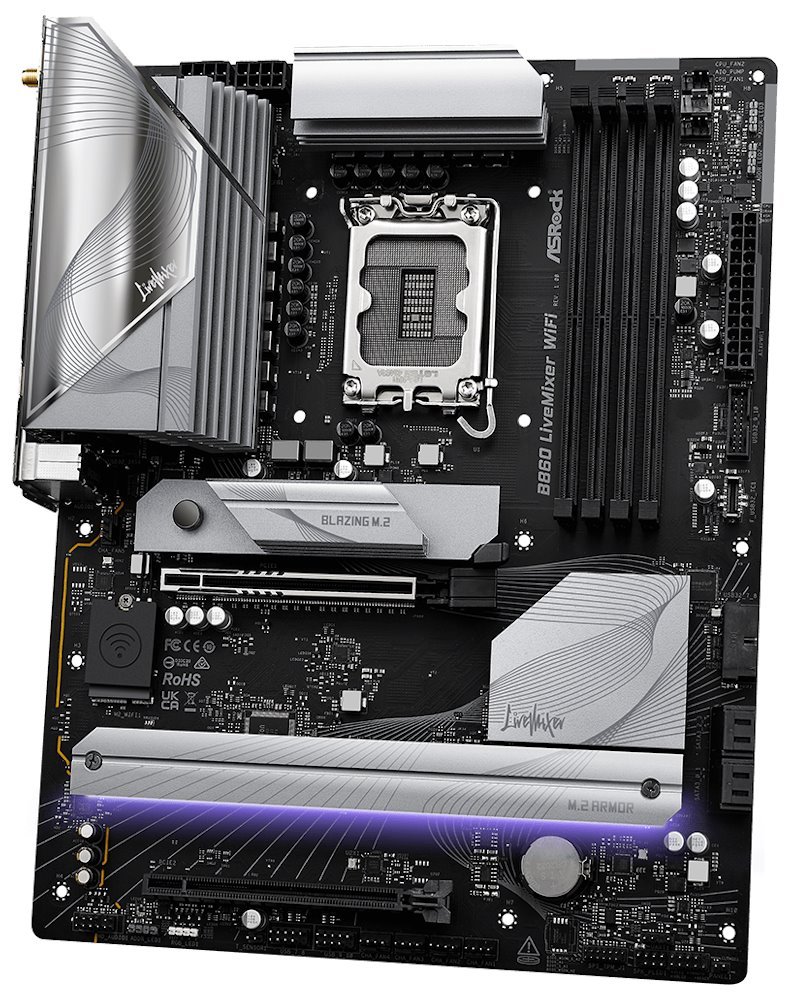 ASRock B860 LiveMixer WiFi / Intel B860 / LGA1851 / 4x DDR5 / 3x M.2 / HDMI / Thunderbolt 4 / WiFi / ATX