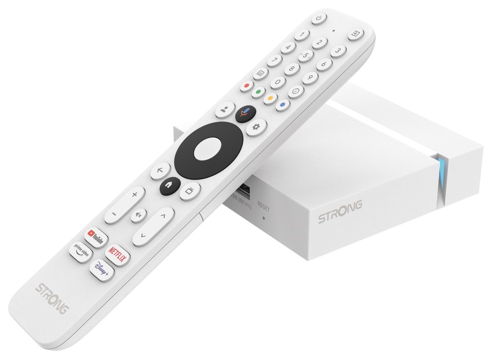 STRONG android box LEAP-S3+V2/ 4K UHD/ H.265/HEVC/ NETFLIX/ O2 TV/ HBO Max/ HDMI/ USB/ LAN/ Wi-Fi/ Android TV 11/ bílý
