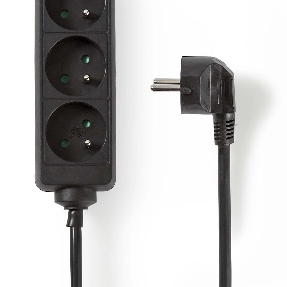 NEDIS napájecí prodlužovací zásuvka/ úhlová/ 3x zásuvka/ černá/ 5m