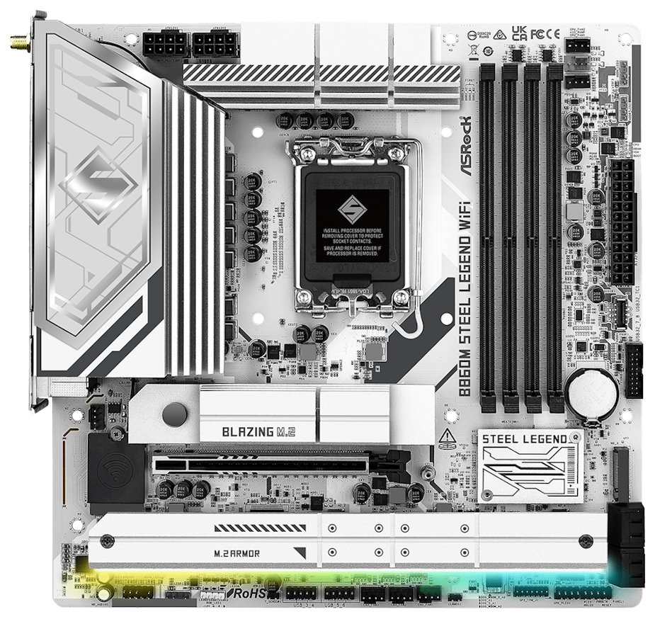 ASRock B860M Steel Legend WiFi / Intel B860 / LGA1851 / 4x DDR5 / 4x M.2 / HDMI / DP / Thunderbolt 4 / WiFi / mATX