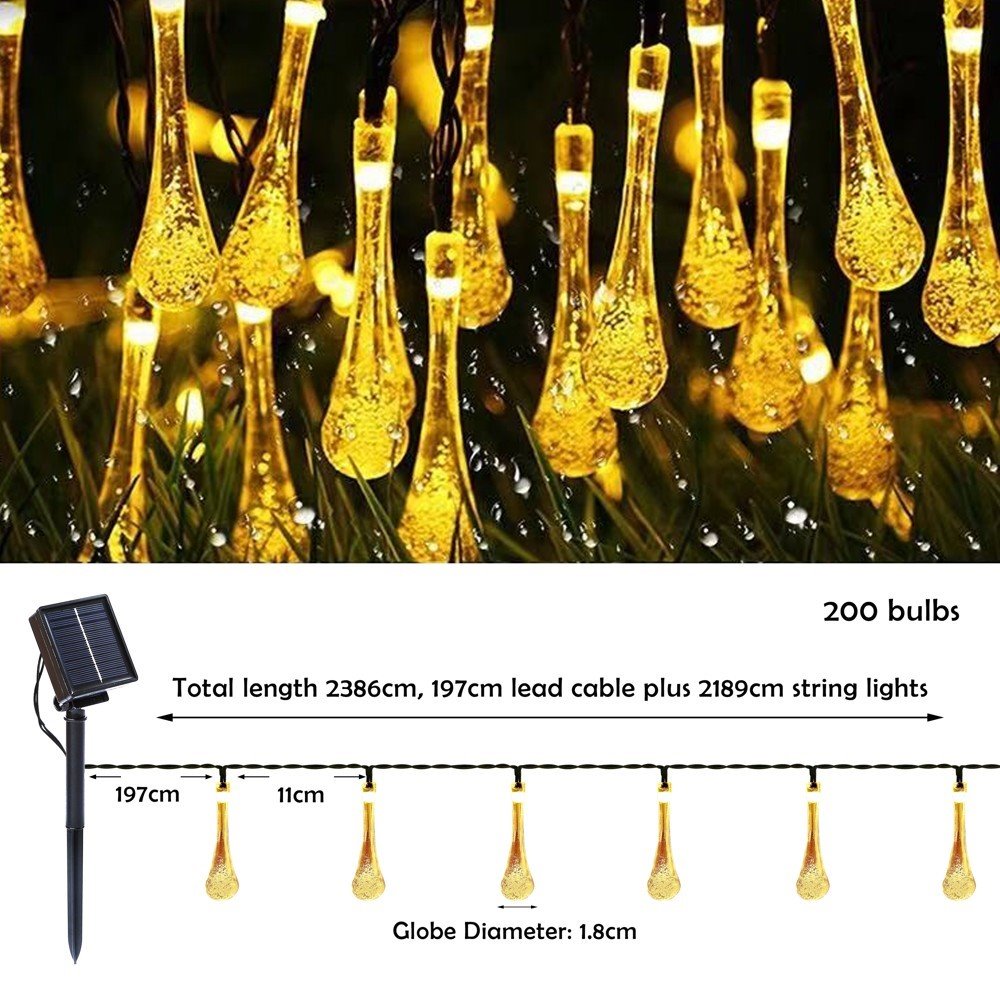 IMMAX LED solární dekorační řetěz DROP, 200xLED, IP65, teplá bílá, 20m