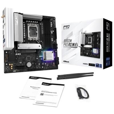 ASRock B860M Pro RS WiFi / Intel B860 / LGA1851 / 4x DDR5 / 3x M.2 / HDMI / DP / USB-C / WiFi / mATX