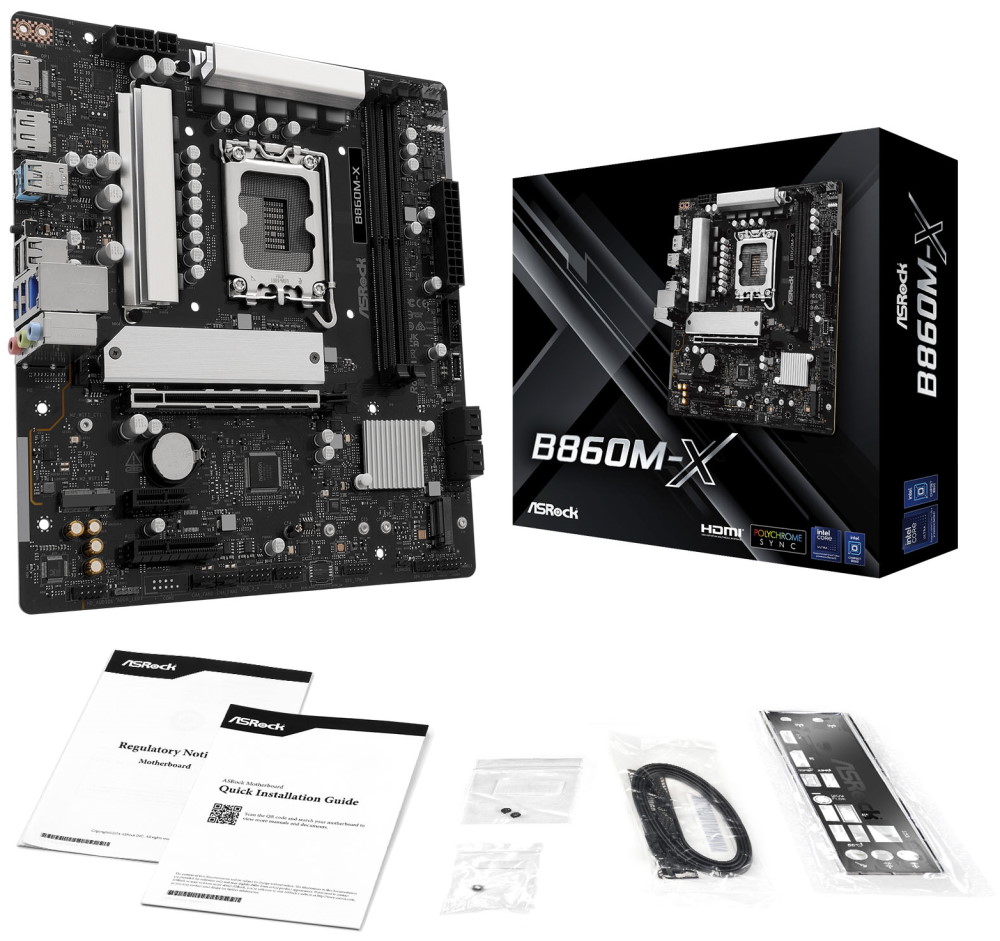 ASRock B860M-X / Intel B860 / LGA1851 / 2x DDR5 / 2x M.2 / HDMI / DP / USB-C / mATX