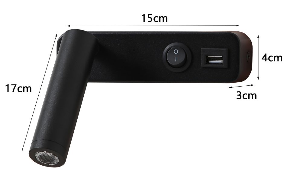 IMMAX GOAL designové nástěnné LED svítidlo, vypínač, USB, 3W, černé