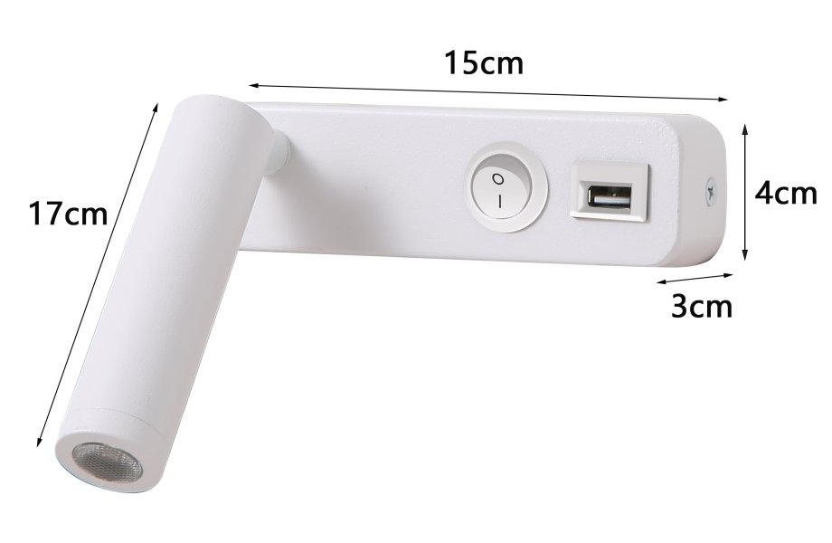 IMMAX GOAL designové nástěnné LED svítidlo, vypínač, USB, 3W, bílé