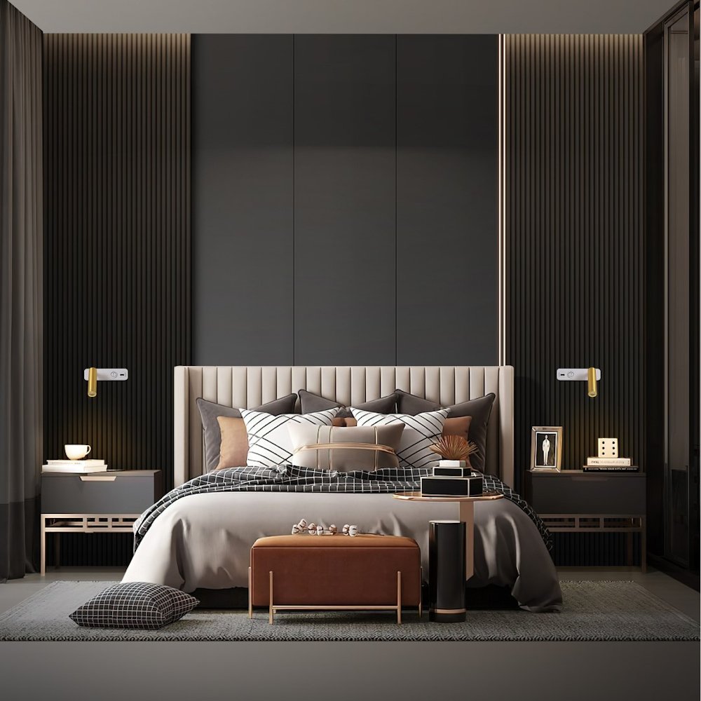 IMMAX GOAL designové nástěnné LED svítidlo, vypínač, USB, 3W, bílo-zlaté