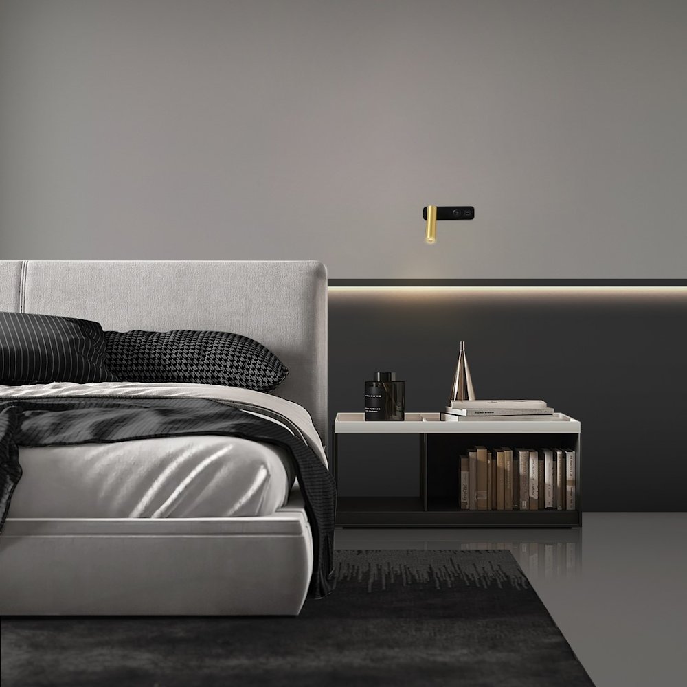 IMMAX GOAL designové nástěnné LED svítidlo, vypínač, USB, 3W, černo-zlaté