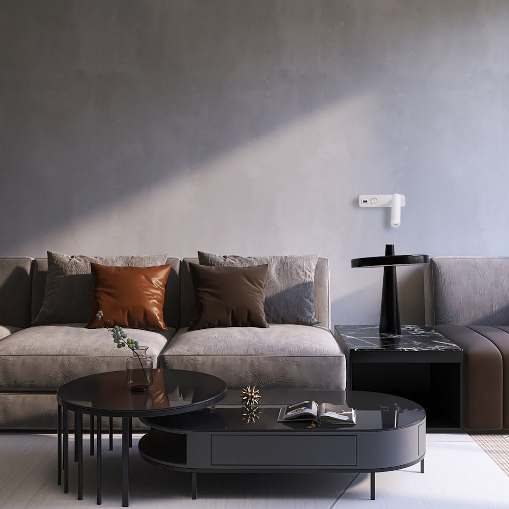 IMMAX GOAL designové nástěnné LED svítidlo, vypínač, USB, 3W, bílé