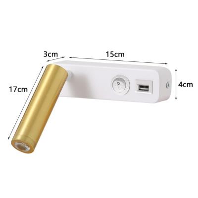 IMMAX GOAL designové nástěnné LED svítidlo, vypínač, USB, 3W, bílo-zlaté