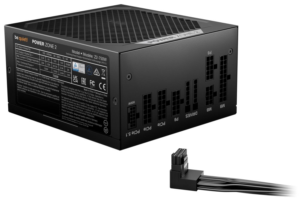 Be quiet! / zdroj POWER ZONE 2 850W / ATX 3.1 / 140mm fan / částečně pasivní / 80 PLUS Platinum