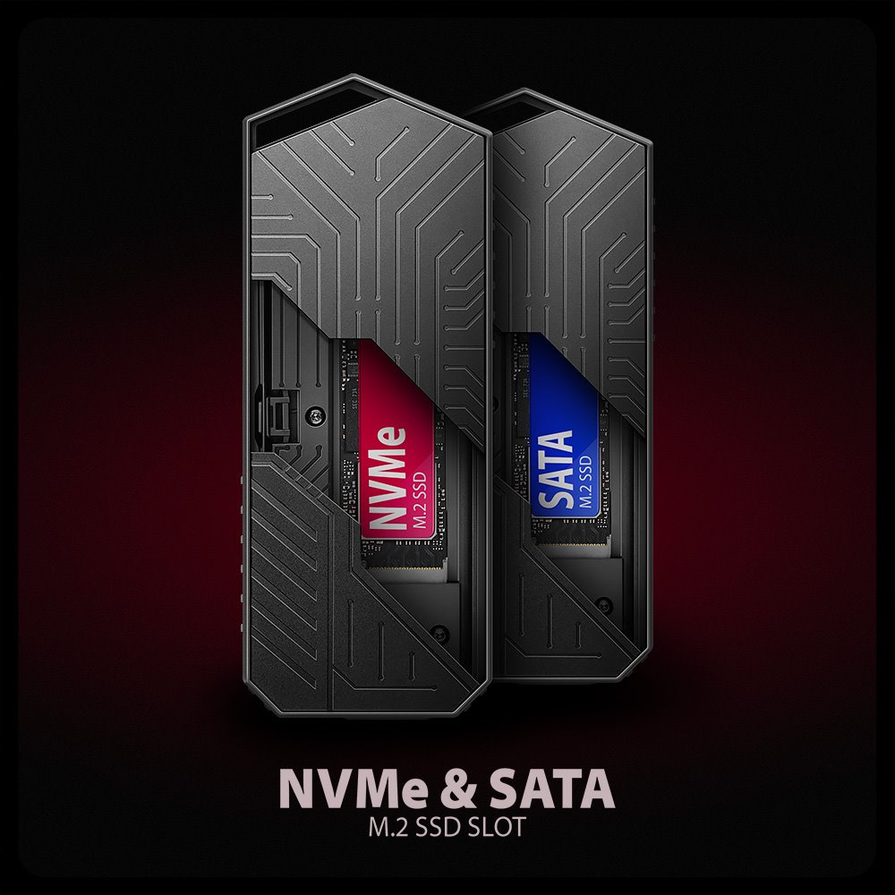 AXAGON externí RGB box pro M.2 NVMe SSD / EEM2-GAM / USB-C / USB 3.2 Gen2 / až 10 Gbit/s / kabel 50cm