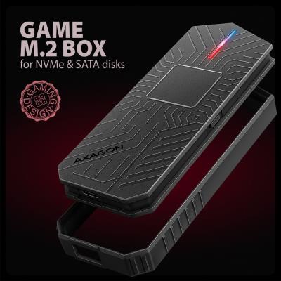 AXAGON externí RGB box pro M.2 NVMe SSD / EEM2-GAM / USB-C / USB 3.2 Gen2 / až 10 Gbit/s / kabel 50cm