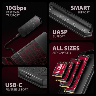 AXAGON externí RGB box pro M.2 NVMe SSD / EEM2-GAM / USB-C / USB 3.2 Gen2 / až 10 Gbit/s / kabel 50cm