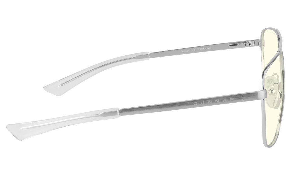 GUNNAR kancelářske/herní brýle  MUSTANG CHROME čirá skla BLF 35 GUNNAR focus