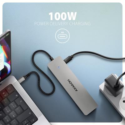 AXAGON multi USB-C hub 7in1 / HMC-7HX2 / PD 100W / 1xUSB-C / 2xUSB-A / 2xHDMI / RJ-45 / kabel 15cm