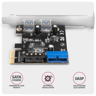 AXAGON řadič do PCIe pro 2x USB Typ-A / 2x USB interní / USB 5Gbps / PCEU-232RS / SP & LP / čip Renesas