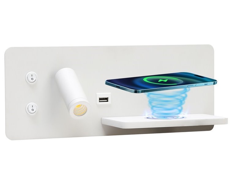 IMMAX LED Be PREPARE 4v1, bodové svítidlo s Qi nabíjením, USB, bílé, varianta pravá