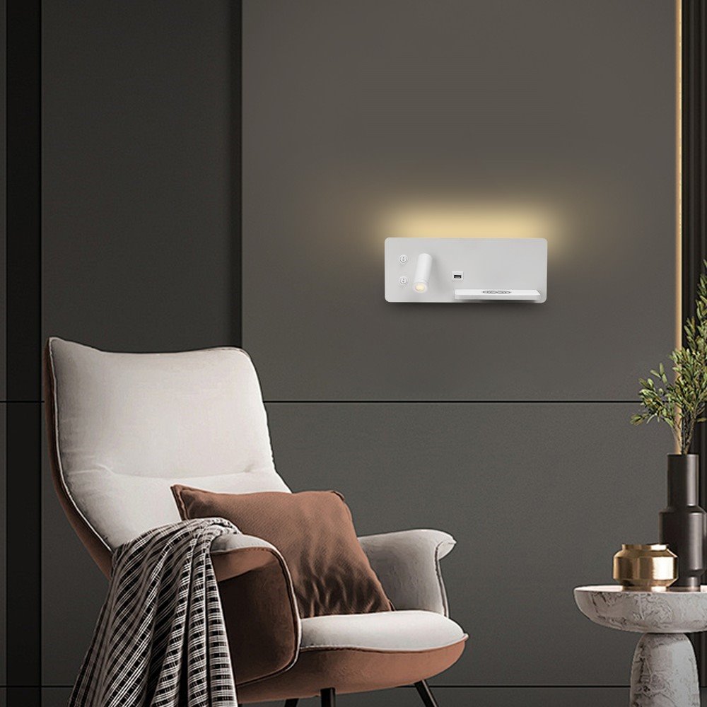 IMMAX LED Be PREPARE 4v1, bodové svítidlo s Qi nabíjením, USB, bílé, varianta pravá