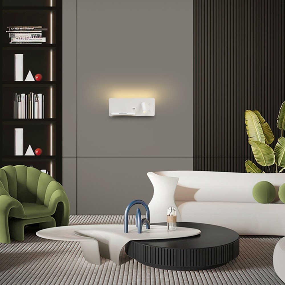 IMMAX LED Be PREPARE 4v1, bodové svítidlo s Qi nabíjením, USB, bílé, varianta levá