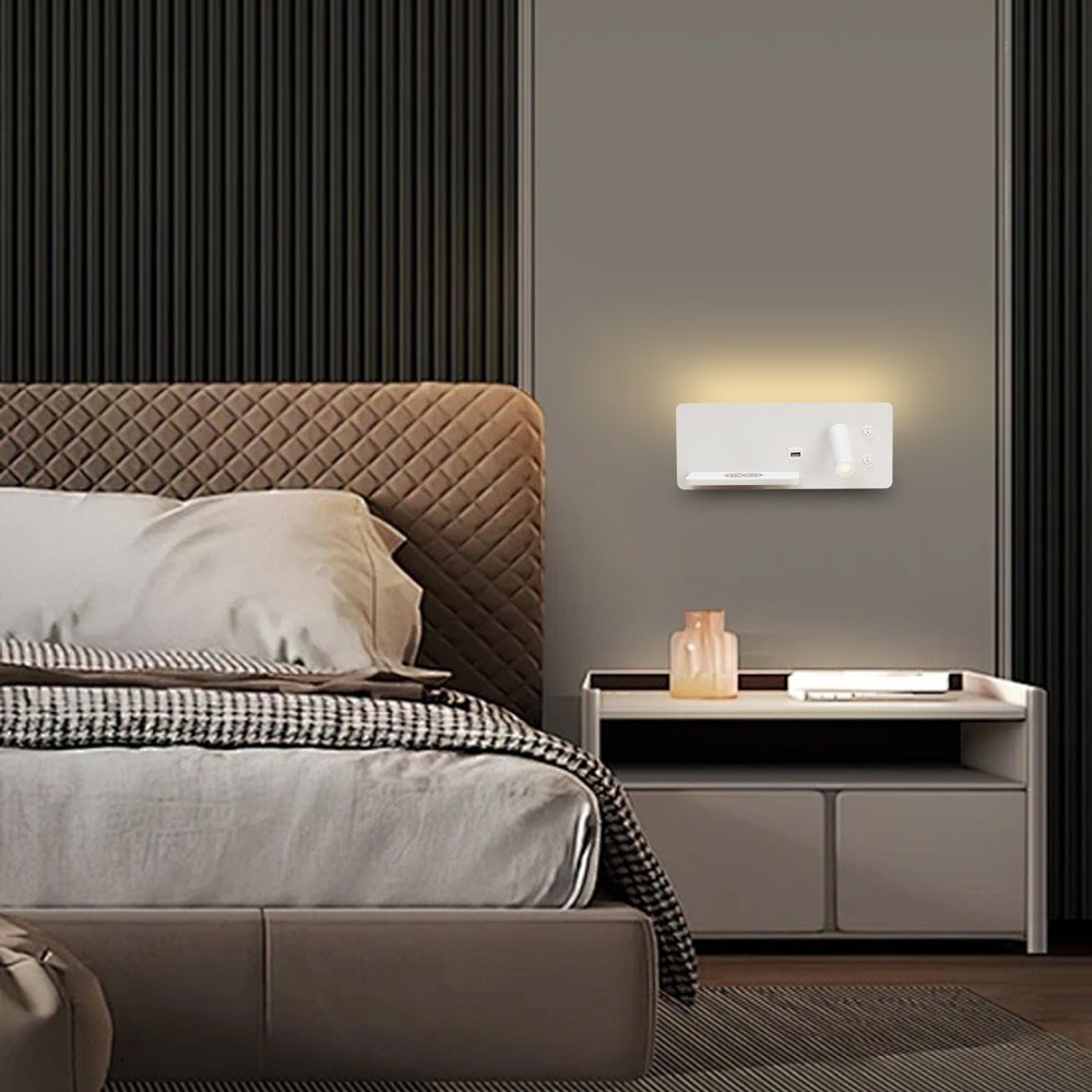 IMMAX LED Be PREPARE 4v1, bodové svítidlo s Qi nabíjením, USB, bílé, varianta levá