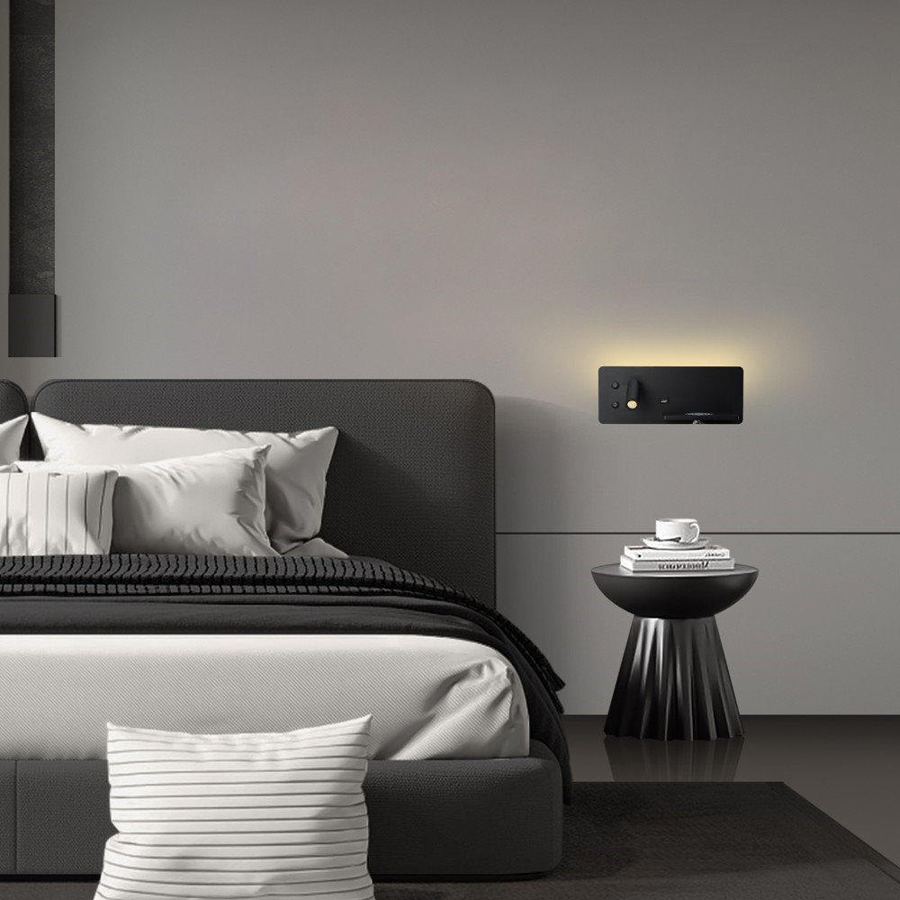 IMMAX LED Be PREPARE 4v1, bodové svítidlo s Qi nabíjením, USB, černé, varianta pravá