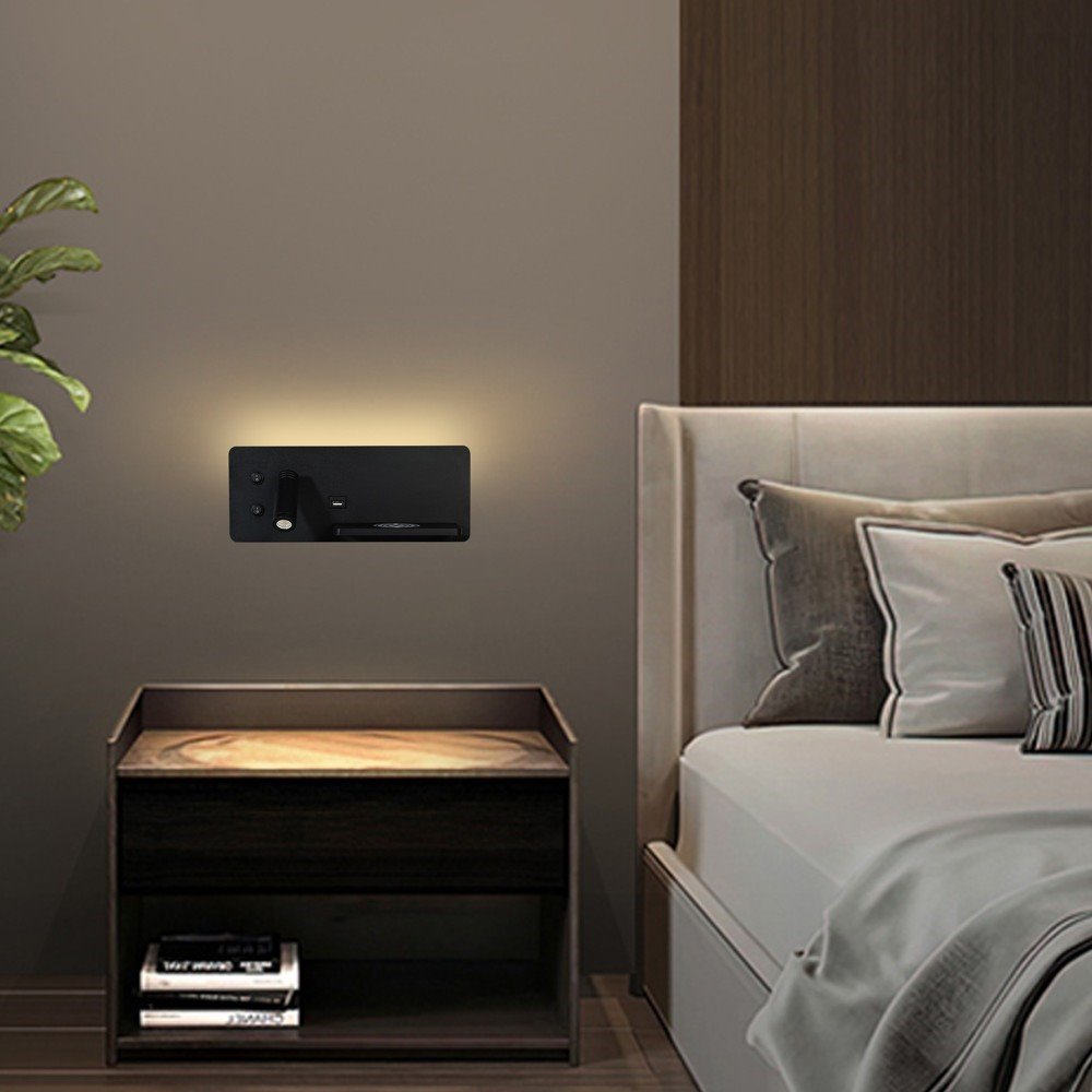 IMMAX LED Be PREPARE 4v1, bodové svítidlo s Qi nabíjením, USB, černé, varianta pravá