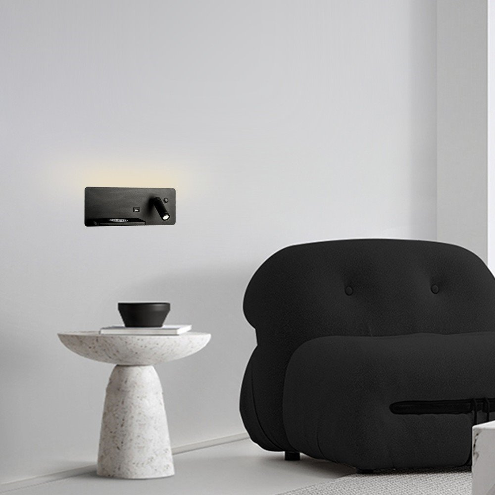 IMMAX LED Be PREPARE 4v1, bodové svítidlo s Qi nabíjením, USB, černá, varianta levá