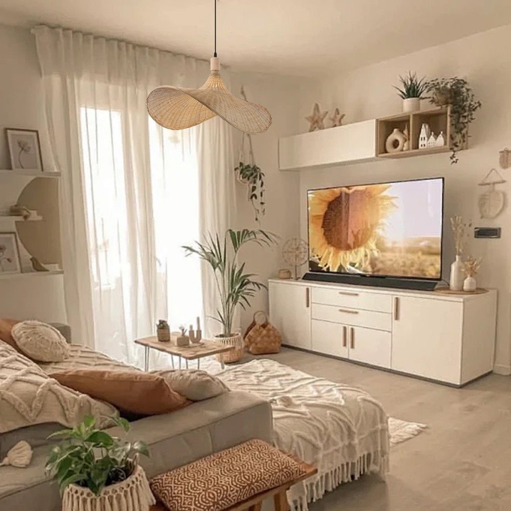 IMMAX BOHO SOMBRERO designové závěsné svítidlo D70cm, E27, přírodní ratan