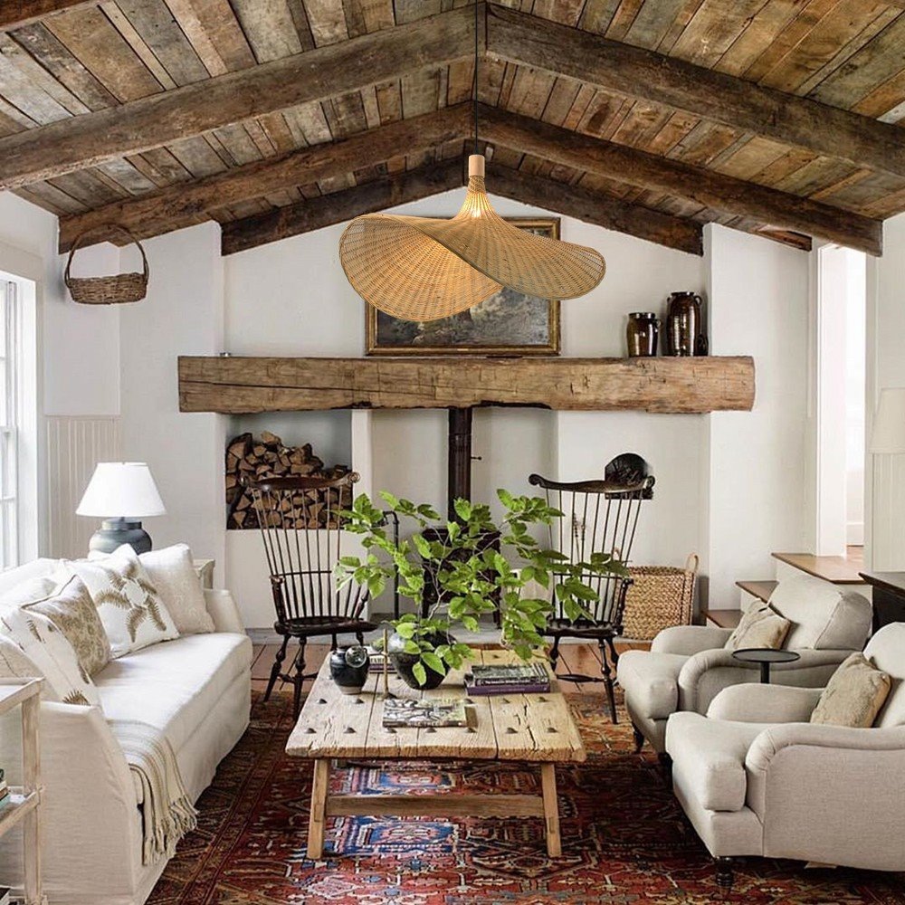 IMMAX BOHO SOMBRERO designové závěsné svítidlo D80cm, E27, přírodní ratan