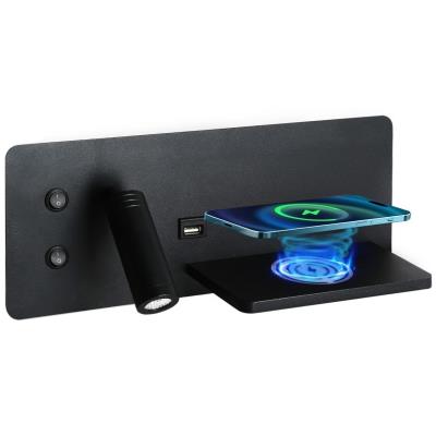 IMMAX LED Be PREPARE 4v1, bodové svítidlo s Qi nabíjením, USB, černé, varianta pravá