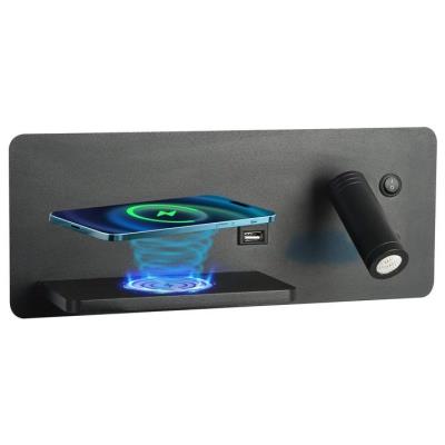 IMMAX LED Be PREPARE 4v1, bodové svítidlo s Qi nabíjením, USB, černá, varianta levá