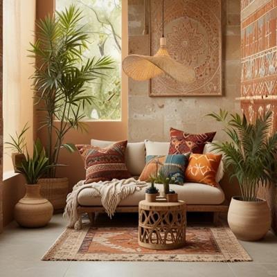 IMMAX BOHO SOMBRERO designové závěsné svítidlo D70cm, E27, přírodní ratan