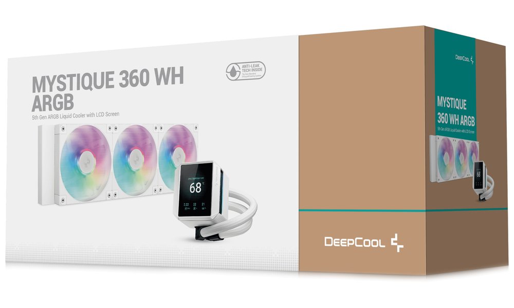 DEEPCOOL vodní chladič MYSTIQUE 360 ARGB / 3x120mm ARGB fan / dig. displej / Intel i AMD / bílý
