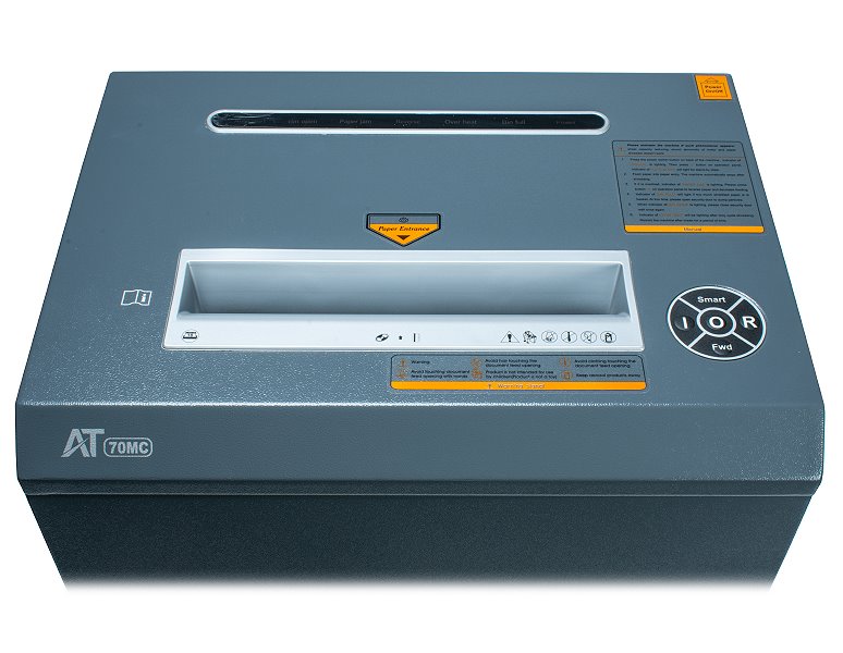 AT skartovač AT-70MC/ řez 2x10 mm/ pracovní šíře 270 mm/ kapacita 20 listů/ objem koše 53 l/ stupeň utajení P5/ šedý