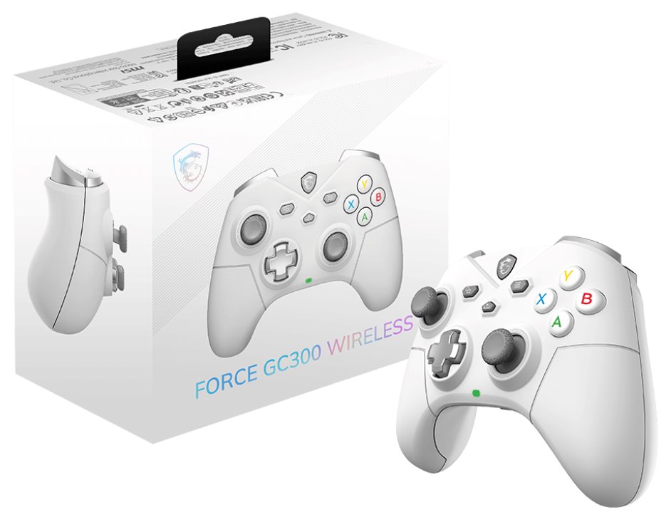 MSI gamepad FORCE GC300 Wireless White/ bezdrátový/ 2,4GHz/ Bluetooth/ USB-C/ pro PC, Android/ bílý