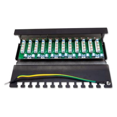 XtendLan Patch panel 10", 12 portů, 1U, Cat5e, STP, LSA, s krytem, černý