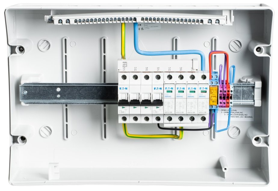 Solarmi AC40N0 osazený rozvaděč pro fotovoltaiku, jističe, chránič, N0, 3f, 40A