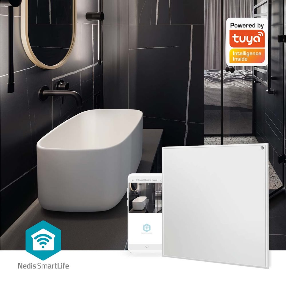 NEDIS Wi-Fi SmartLife Infračervený topný panel/ 350W/ nastavení teploty/ termostat/ IP44/ dálkové ovládání/ bílý
