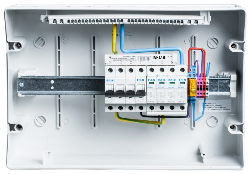 Solarmi AC32N0 osazený rozvaděč pro fotovoltaiku, jističe, chránič, N0, 3f, 32A