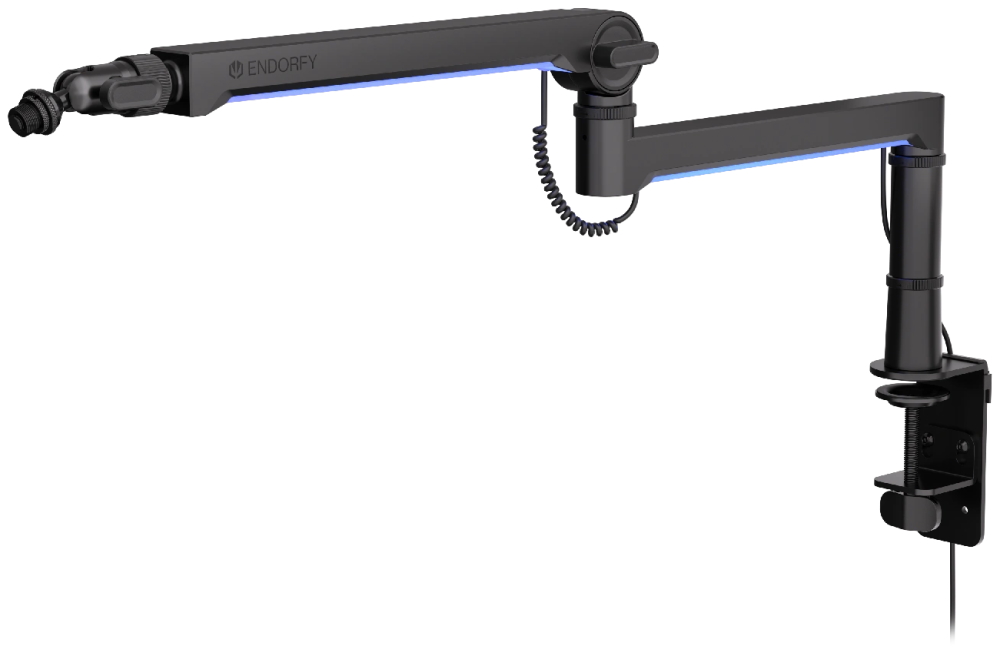 Endorfy rameno na mikrofon Broadcast Low Profile RGB Boom Arm / 360st. rotace / kulová hlava / LED osvětlení